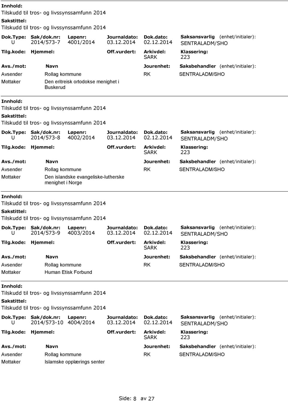 evangeliske-lutherske menighet i Norge 2014/573-9 4003/2014 Mottaker