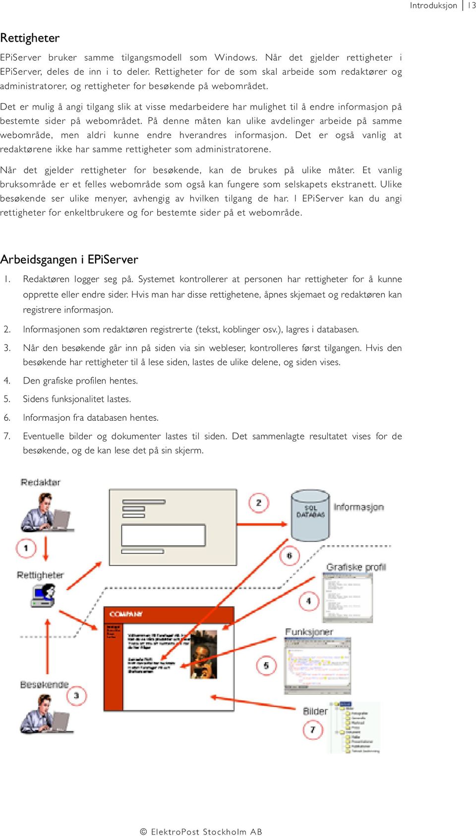 Det er mulig å angi tilgang slik at visse medarbeidere har mulighet til å endre informasjon på bestemte sider på webområdet.