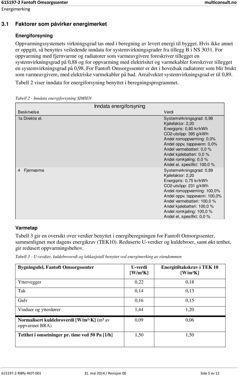 For oppvarming med fjernvarme og radiatorer som varmeavgivere foreskriver tillegget en systemvirkningsgrad på 0,88 og for oppvarming med elektrisitet og varmekabler foreskriver tillegget en