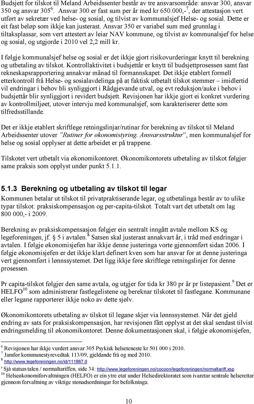 Ansvar 350 er variabel sum med grunnlag i tiltaksplassar, som vert attestert av leiar NAV kommune, og tilvist av kommunalsjef for helse og sosial, og utgjorde i 2010 vel 2,2 mill kr.