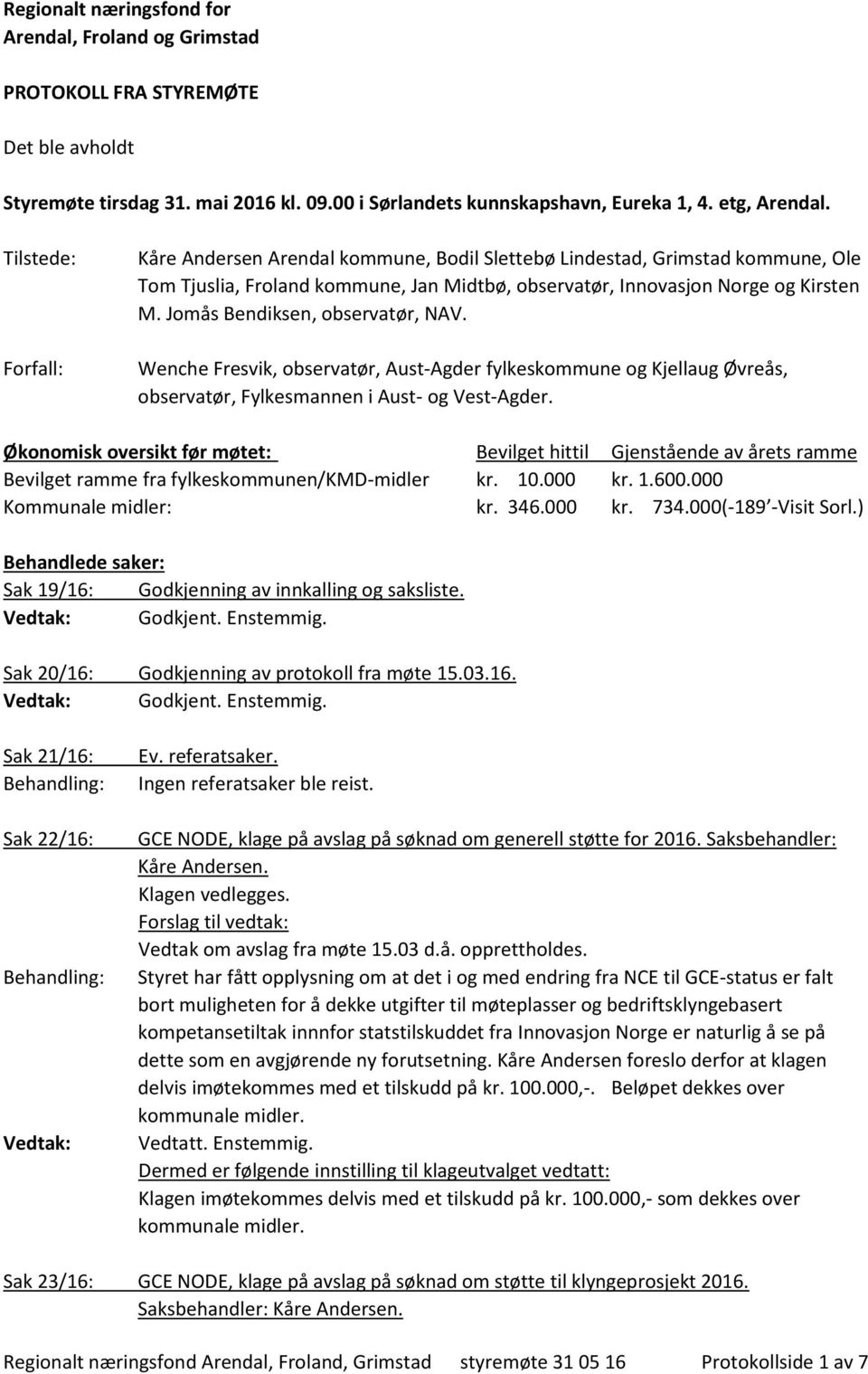 Jomås Bendiksen, observatør, NAV. Wenche Fresvik, observatør, Aust-Agder fylkeskommune og Kjellaug Øvreås, observatør, Fylkesmannen i Aust- og Vest-Agder.