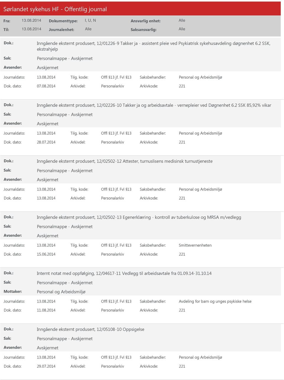 2014 Arkivdel: Personalarkiv Arkivkode: 221 Inngående eksternt produsert, 12/02502-12 Attester, turnuslisens medisinsk turnustjeneste Personalmappe - Dok.