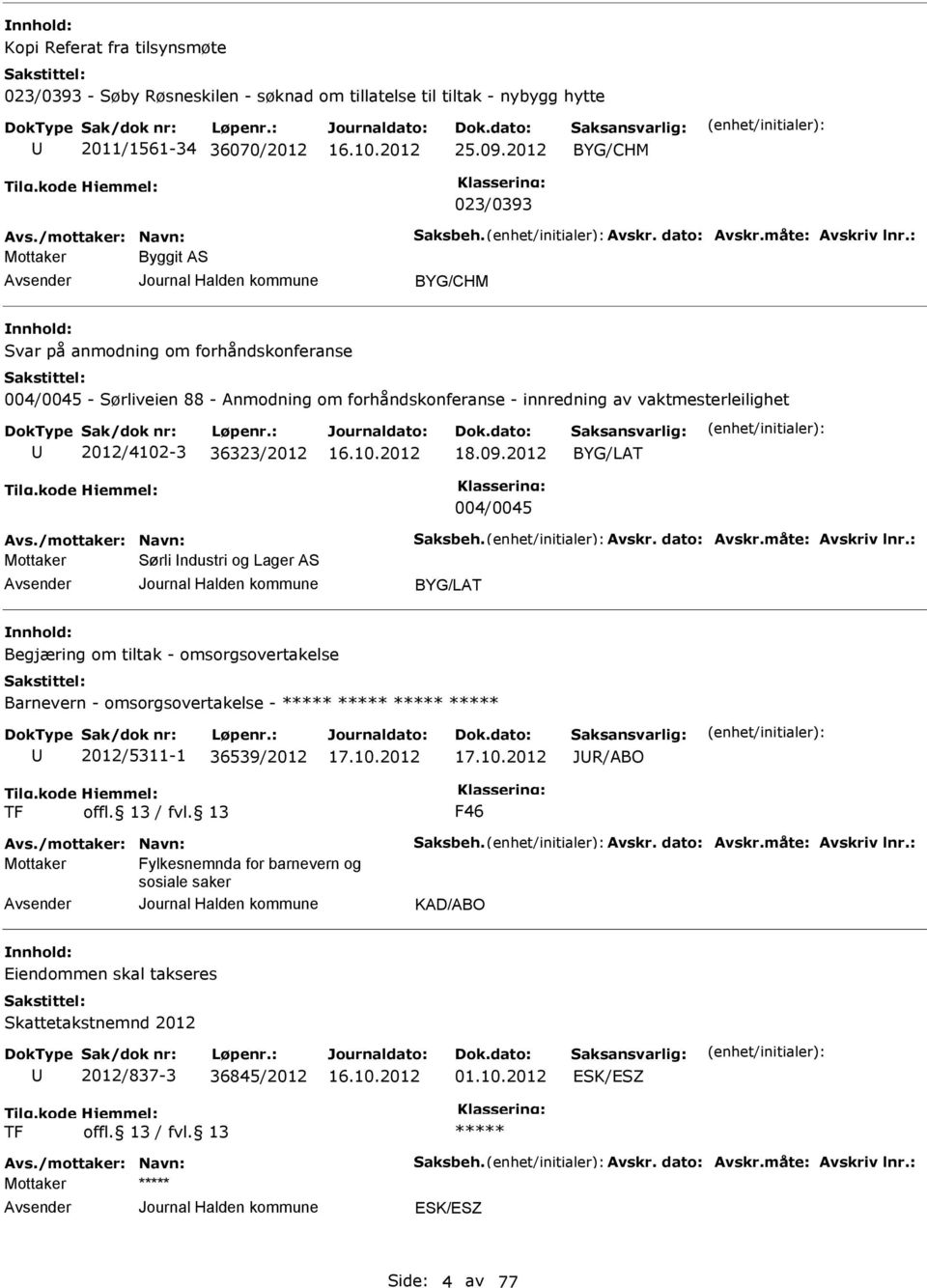 : Byggit AS BYG/CHM Svar på anmodning om forhåndskonferanse 004/0045 - Sørliveien 88 - Anmodning om forhåndskonferanse - innredning av vaktmesterleilighet 2012/4102-3 36323/2012 18.09.