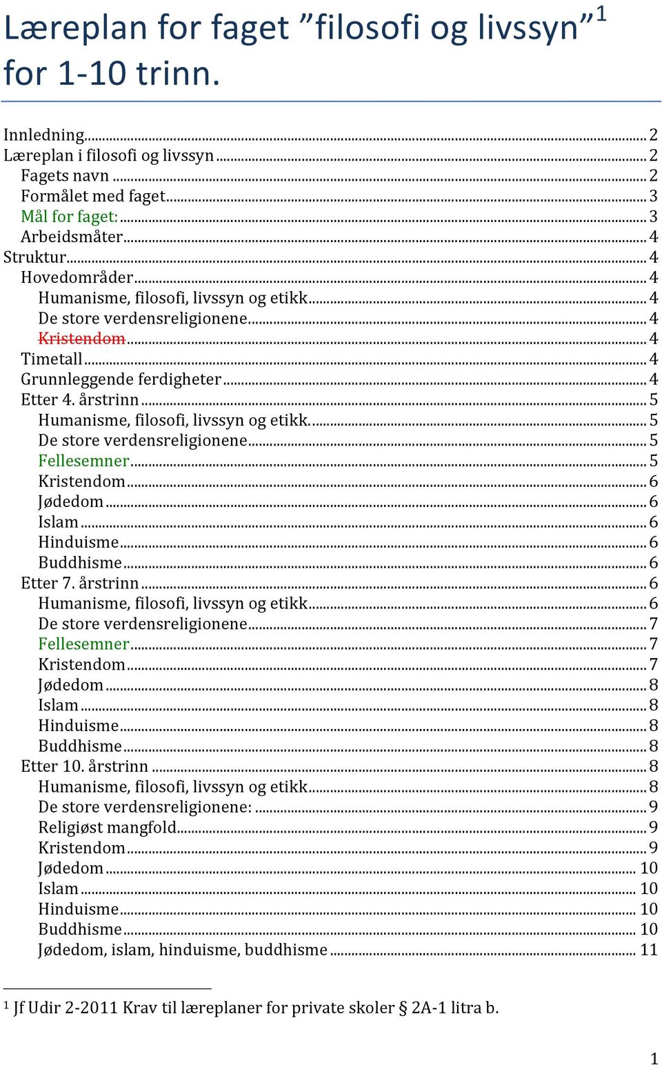 .. 5 Humanisme, filosofi, livssyn og etikk.... 5 De store verdensreligionene... 5 Fellesemner... 5 Kristendom... 6 Jødedom... 6 Islam... 6 Hinduisme... 6 Buddhisme... 6 Etter 7. årstrinn.