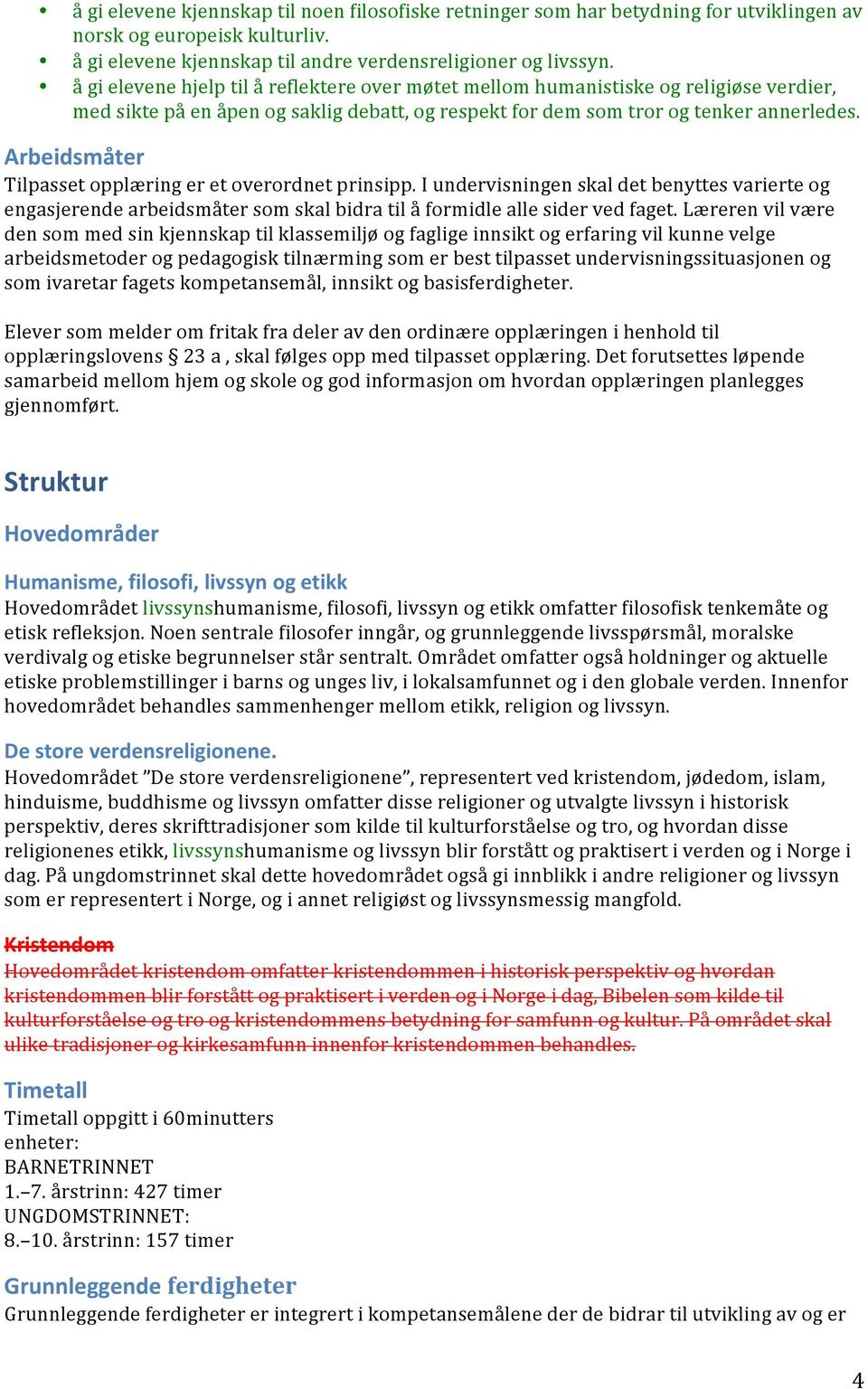 Arbeidsmåter Tilpasset opplæring er et overordnet prinsipp. I undervisningen skal det benyttes varierte og engasjerende arbeidsmåter som skal bidra til å formidle alle sider ved faget.