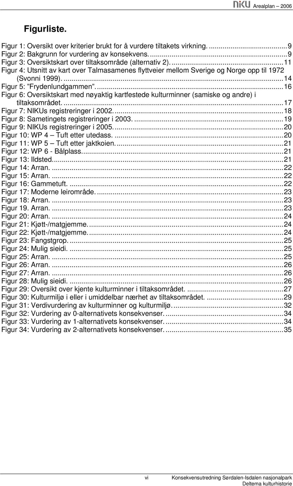 ..16 Figur 6: Oversiktskart med nøyaktig kartfestede kulturminner (samiske og andre) i tiltaksområdet....17 Figur 7: NIKUs registreringer i 2002...18 Figur 8: Sametingets registreringer i 2003.