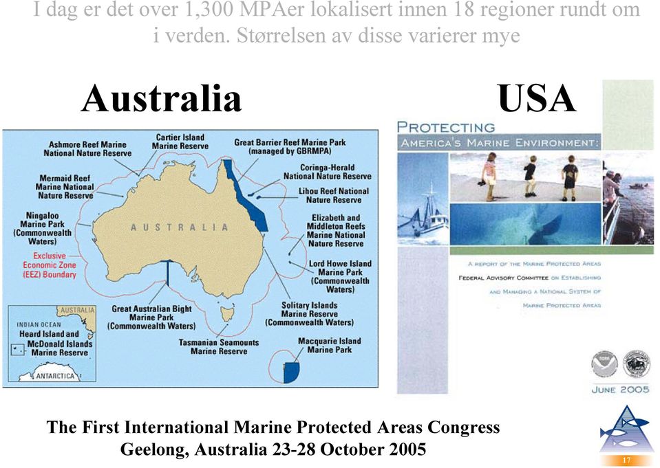 Størrelsen av disse varierer mye Australia USA The