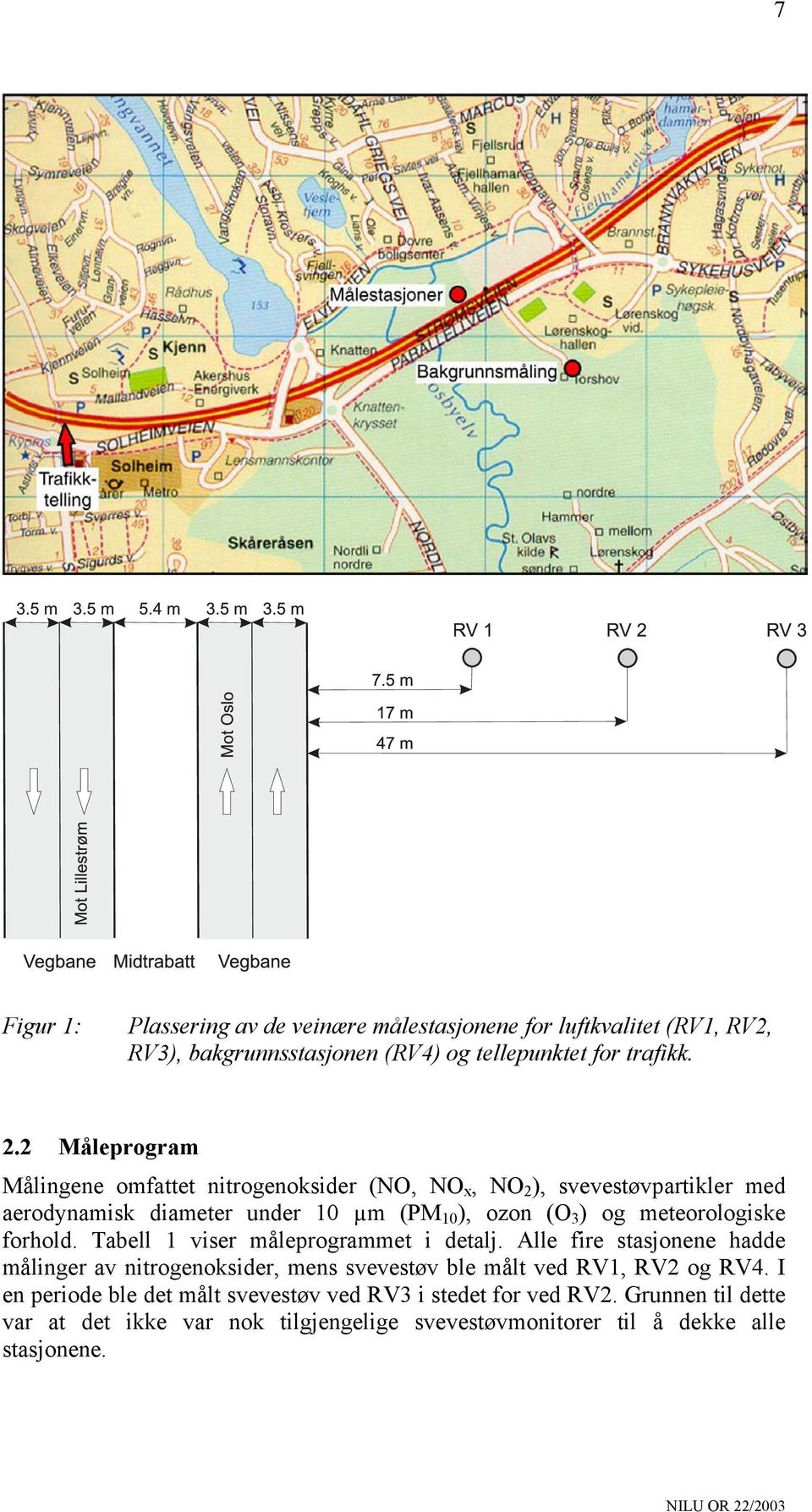 meteorologiske forhold. Tabell 1 viser måleprogrammet i detalj.