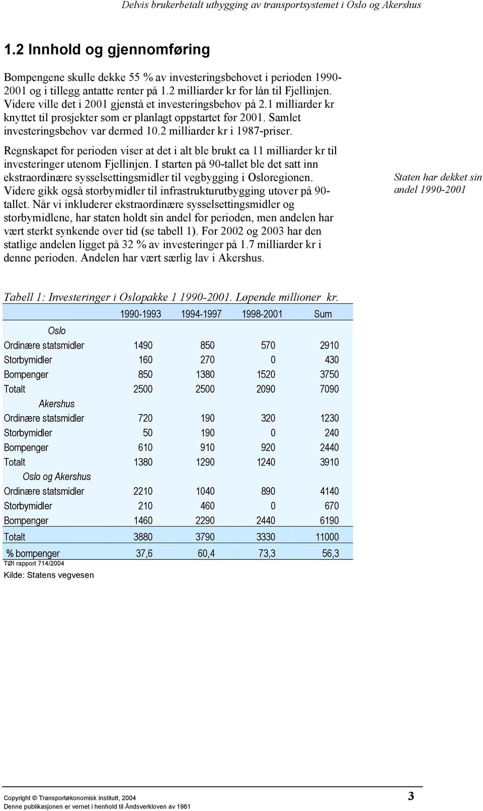 2 milliarder kr i 1987-priser. Regnskapet for perioden viser at det i alt ble brukt ca 11 milliarder kr til investeringer utenom Fjellinjen.