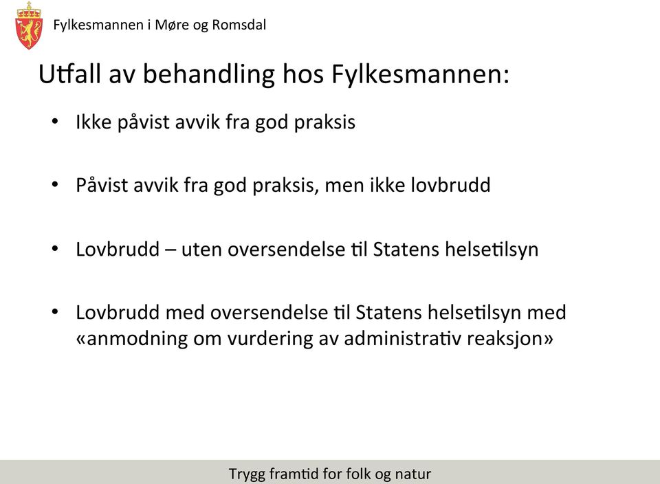 uten oversendelse 5l Statens helse5lsyn Lovbrudd med oversendelse