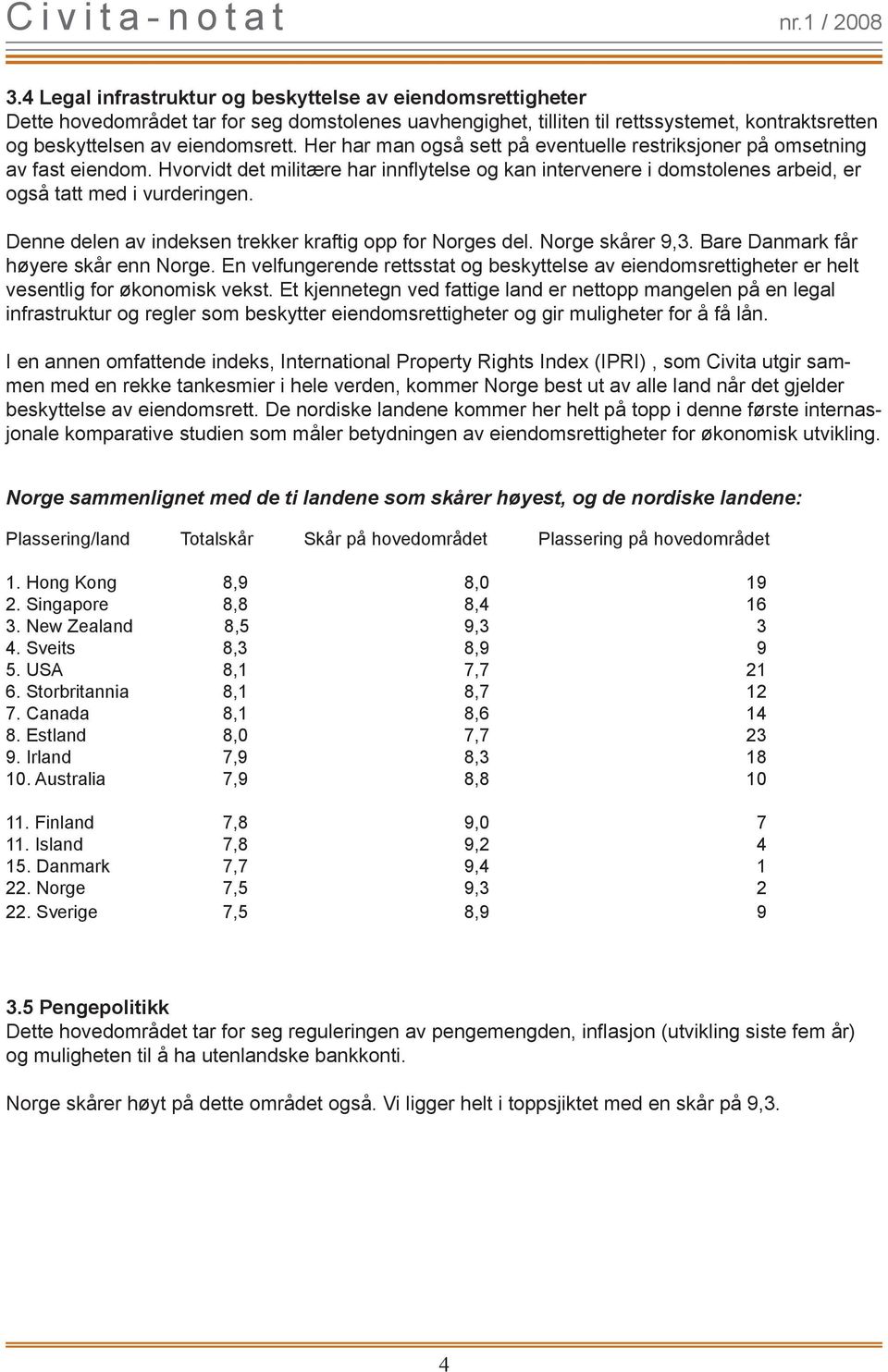 Denne delen av indeksen trekker kraftig opp for Norges del. Norge skårer 9,3. Bare Danmark får høyere skår enn Norge.