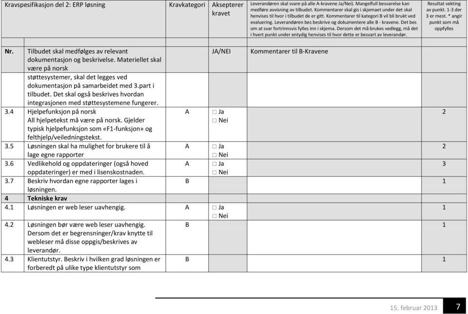 .4 Hjelpefunksjon på norsk ll hjelpetekst må. Gjelder typisk hjelpefunksjon som «F-funksjon» og felthjelp/veiledningstekst..5 Løsningen skal ha mulighet for brukere til å lage egne rapporter.