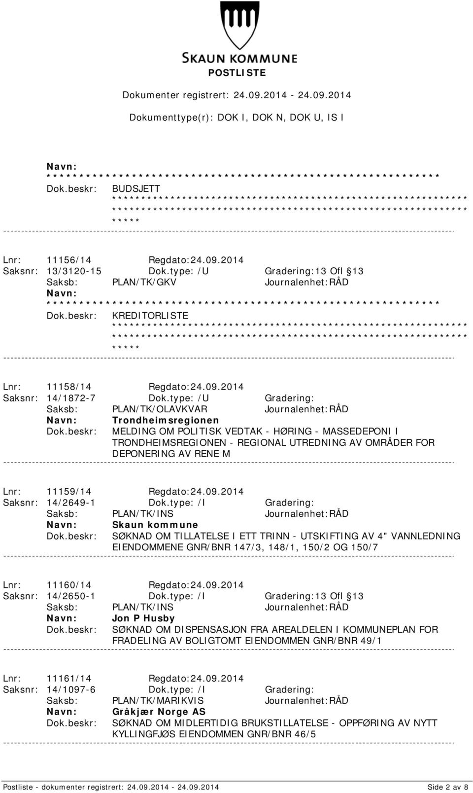 AV RENE M Lnr: 11159/14 Regdato:24.09.2014 Saksnr: 14/2649-1 Dok.