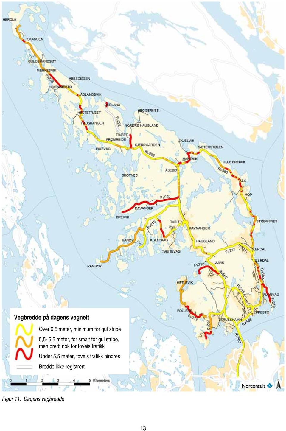 bredt nok for toveis trafikk Under 5,5 meter, toveis