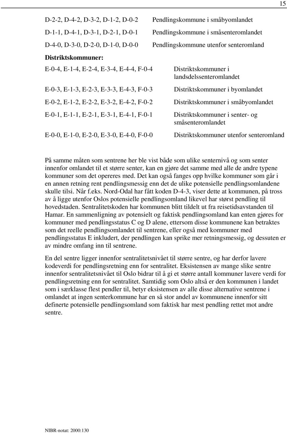 Pendlingskommune utenfor senteromland Distriktskommuner i landsdelssenteromlandet Distriktskommuner i byomlandet Distriktskommuner i småbyomlandet Distriktskommuner i senter- og småsenteromlandet 15