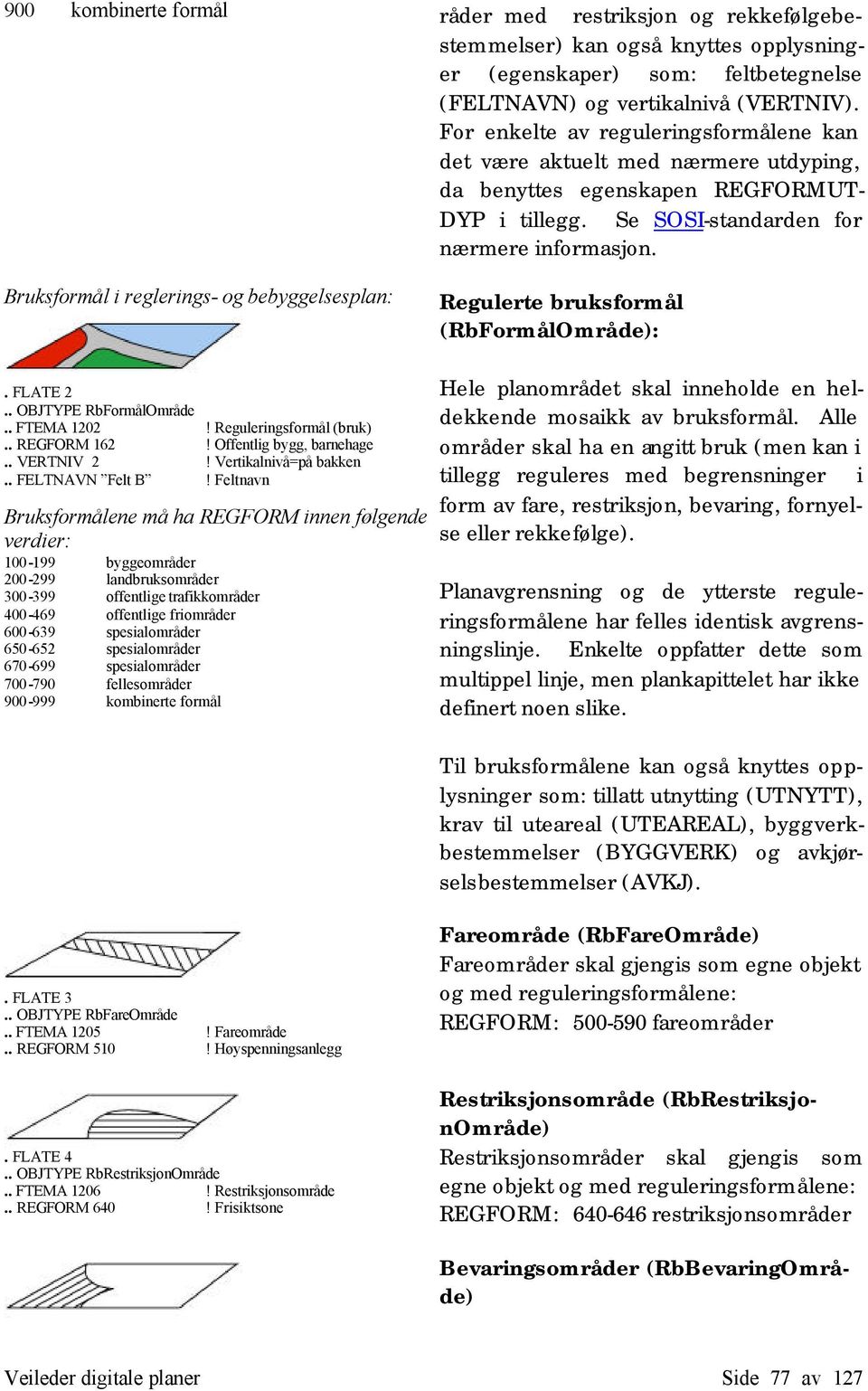 Bruksformål i reglerings- og bebyggelsesplan:. FLATE 2.. OBJTYPE RbFormålOmråde.. FTEMA 1202! Reguleringsformål (bruk).. REGFORM 162! Offentlig bygg, barnehage.. VERTNIV 2! Vertikalnivå=på bakken.