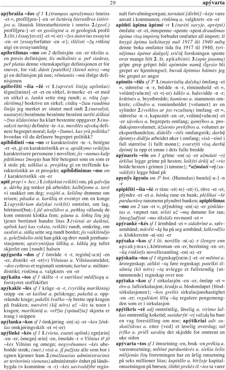 ) éssay[es:ei] -et =(-er) ~ os áutorius essayist -en -er {essayforfatter -en -e}; ißléisti ~ π riñkinı utgi en essaysamling apibrω ìmas ~mo sm 2 definisjón -en -er tikslùs a.