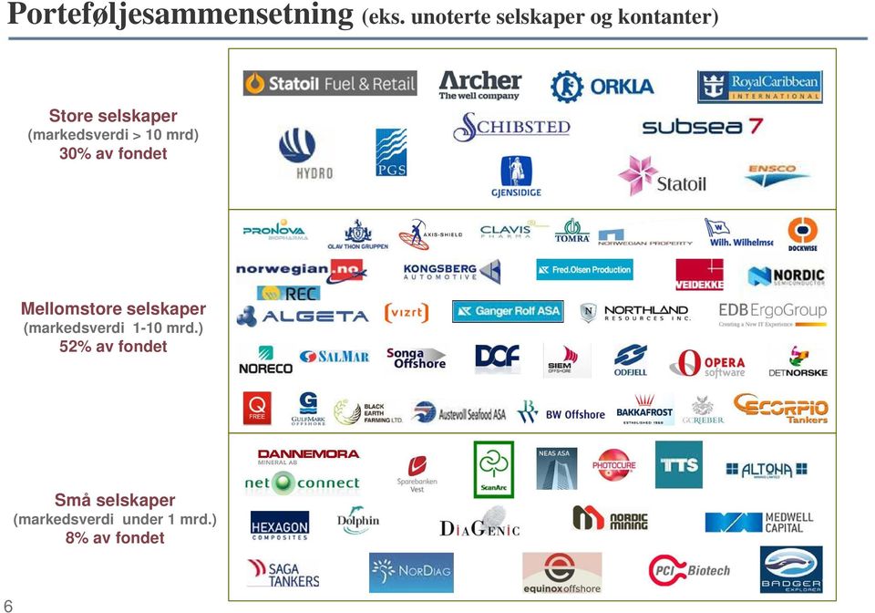 (markedsverdi > 10 mrd) 30% av fondet Mellomstore