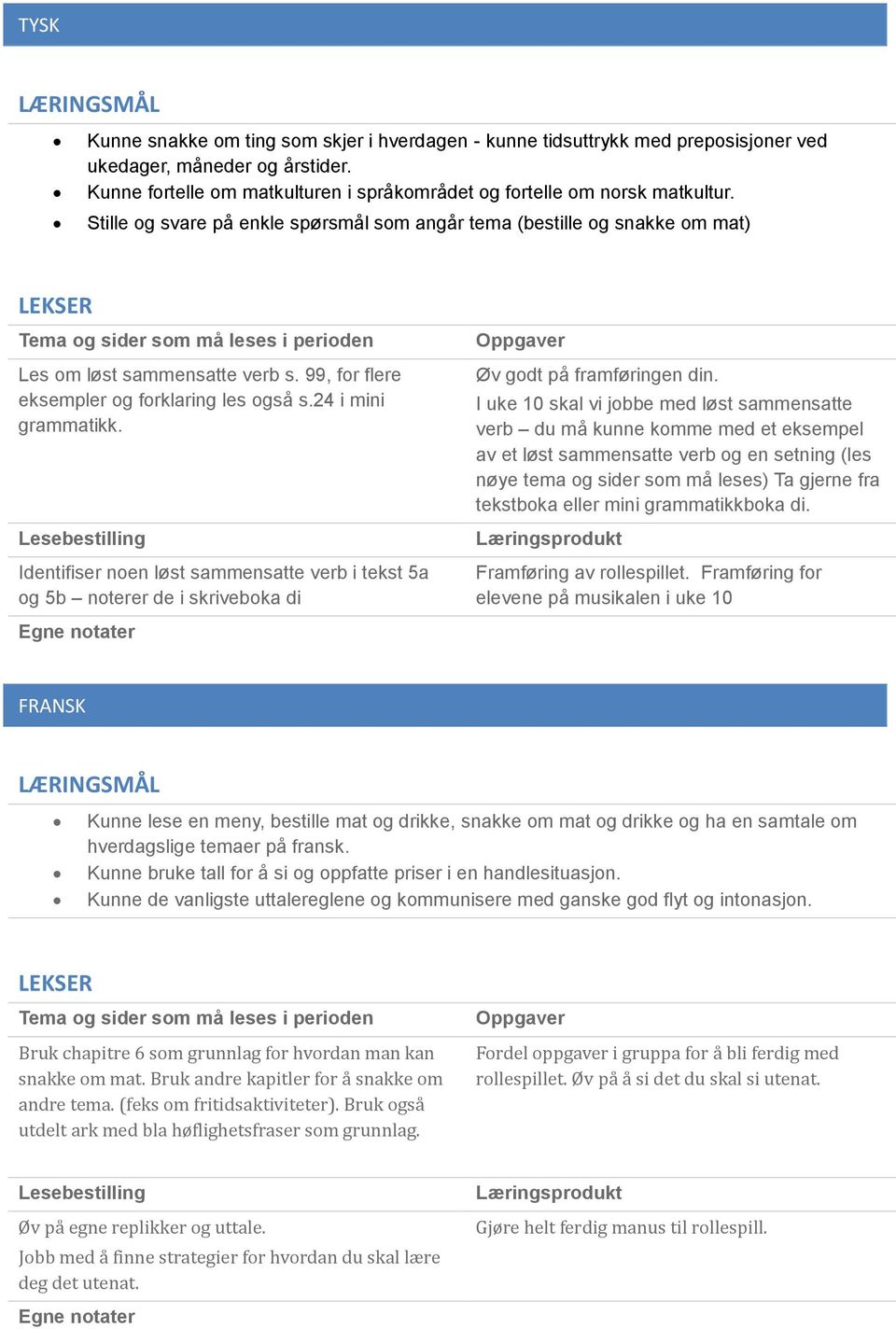 Identifiser noen løst sammensatte verb i tekst 5a og 5b noterer de i skriveboka di Øv godt på framføringen din.