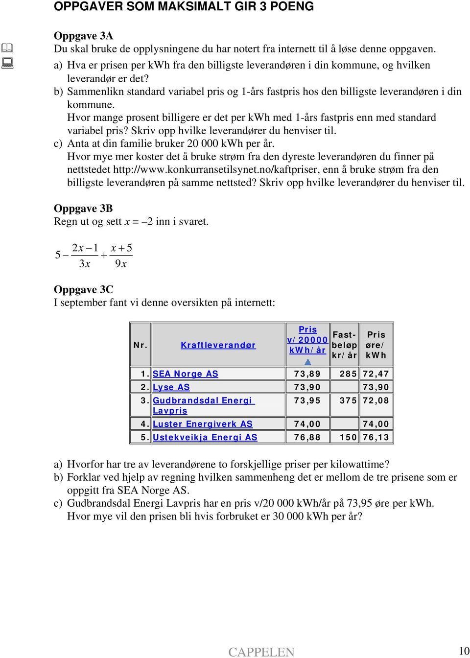 b) Sammenlikn standard variabel pris og 1-års fastpris hos den billigste leverandøren i din kommune. Hvor mange prosent billigere er det per kwh med 1-års fastpris enn med standard variabel pris?