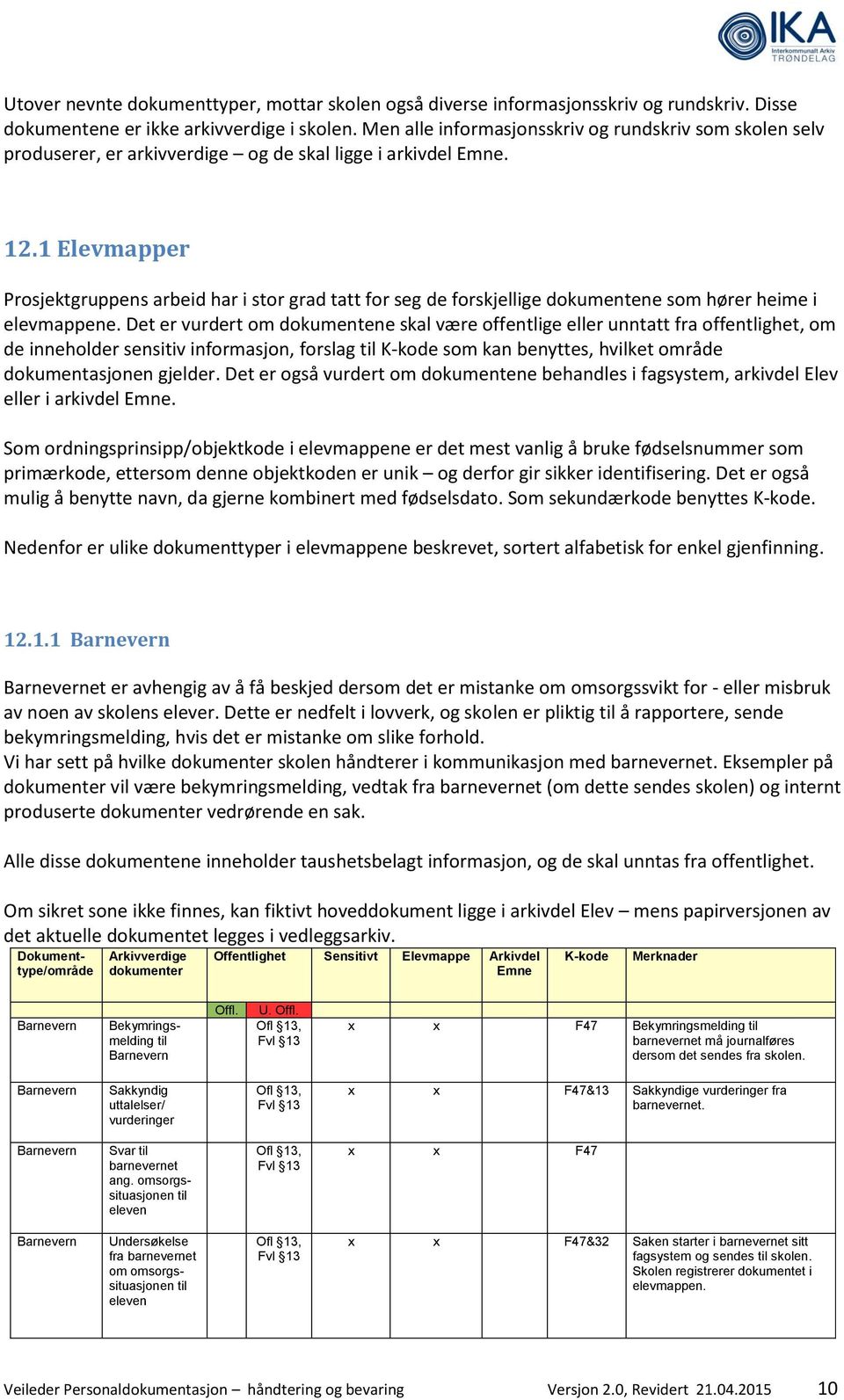 1 Elevmapper Prosjektgruppens arbeid har i stor grad tatt for seg de forskjellige dokumentene som hører heime i elevmappene.