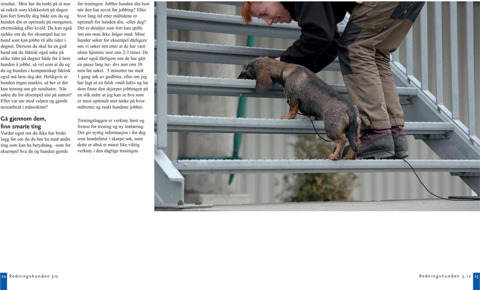 Dersom du skal ha en god hund må du faktisk også søke på ulike tider på døgnet både for å lære hunden å jobbe, så vel som at du og du og hunden i kompaniskap faktisk også må lære deg det.