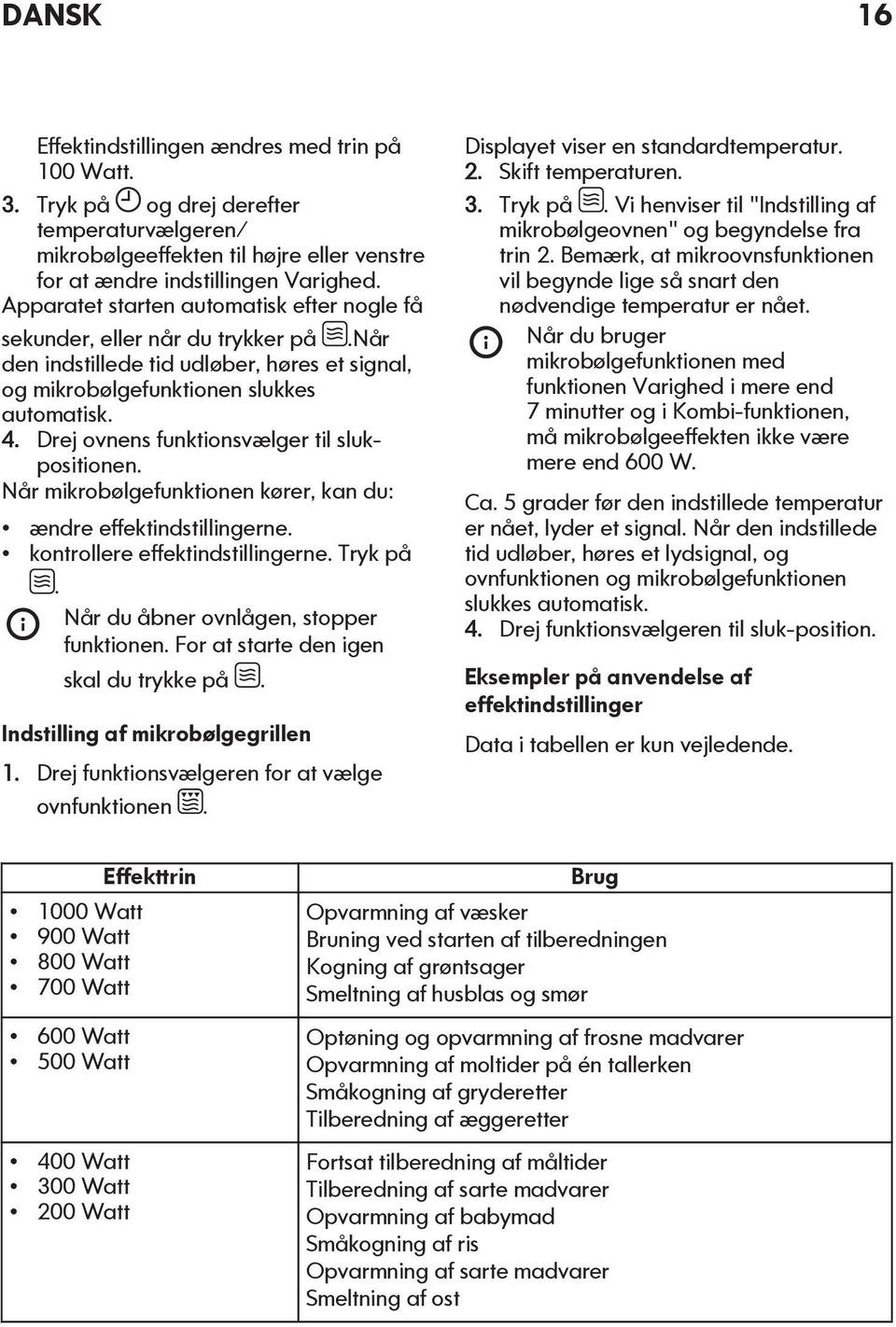 Drej ovnens funktionsvælger til slukpositionen. Når mikrobølgefunktionen kører, kan du: ændre effektindstillingerne. kontrollere effektindstillingerne. Tryk på.