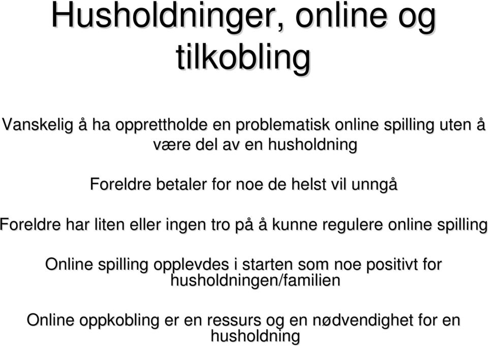 eller ingen tro påp å kunne regulere online spilling Online spilling opplevdes i starten som noe