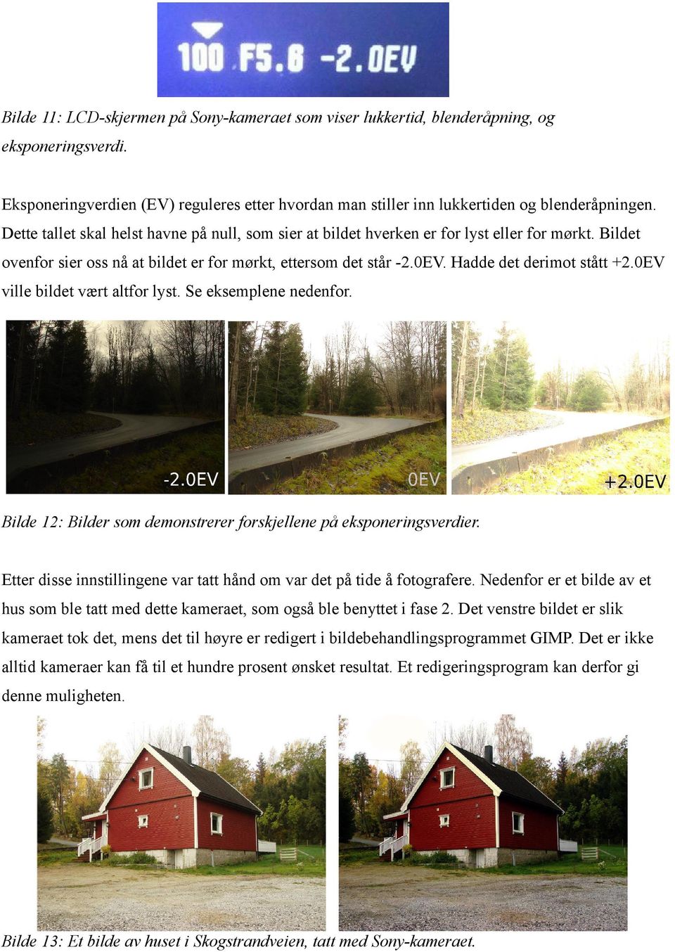 0EV ville bildet vært altfor lyst. Se eksemplene nedenfor. Bilde 12: Bilder som demonstrerer forskjellene på eksponeringsverdier.