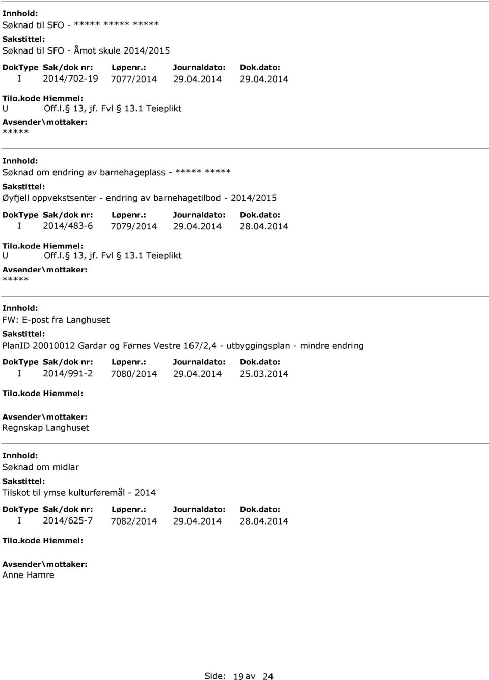 PlanD 20010012 Gardar og Førnes Vestre 167/2,4 - utbyggingsplan - mindre endring 2014/991-2 7080/2014 25.03.