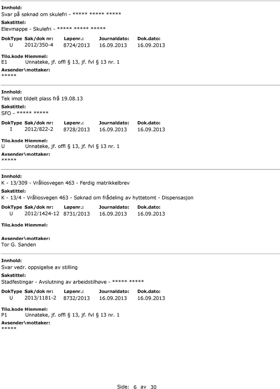 1 K - 13/309 - Vråliosvegen 463 - Ferdig matrikkelbrev K - 13/4 - Vråliosvegen 463 - Søknad om frådeling av hyttetomt - Dispensasjon