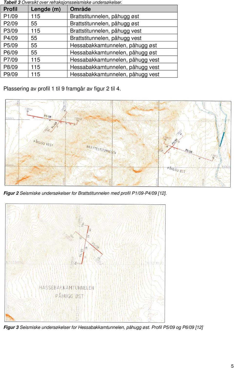 påhugg vest P5/09 55 Hessabakkamtunnelen, påhugg øst P6/09 55 Hessabakkamtunnelen, påhugg øst P7/09 115 Hessabakkamtunnelen, påhugg vest P8/09 115 Hessabakkamtunnelen,
