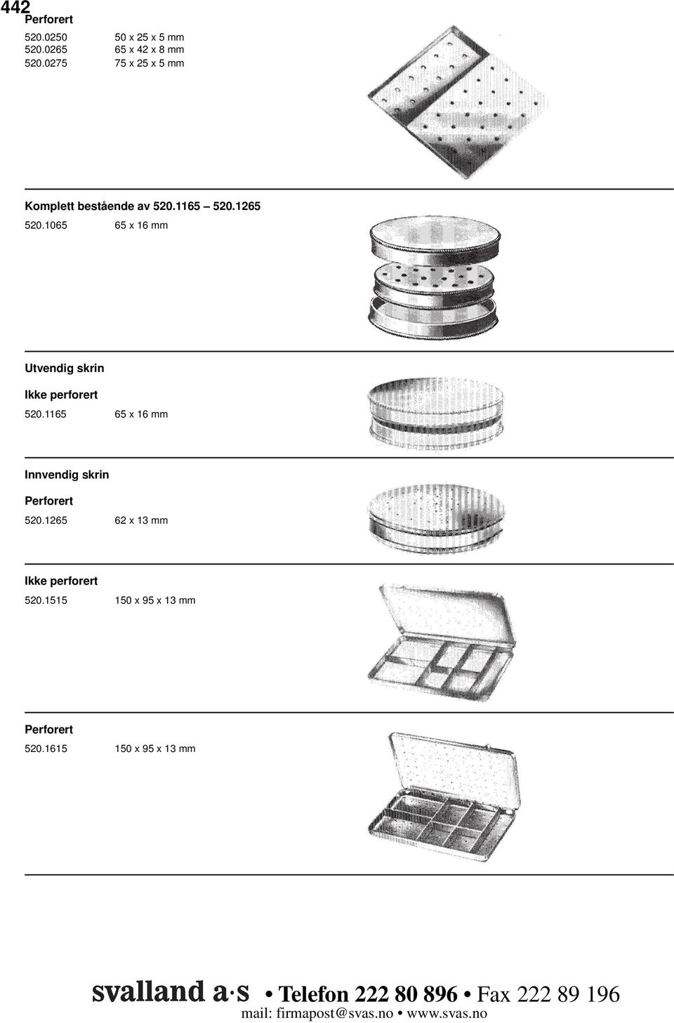 1065 65 x 16 mm Utvendig skrin Ikke perforert 520.