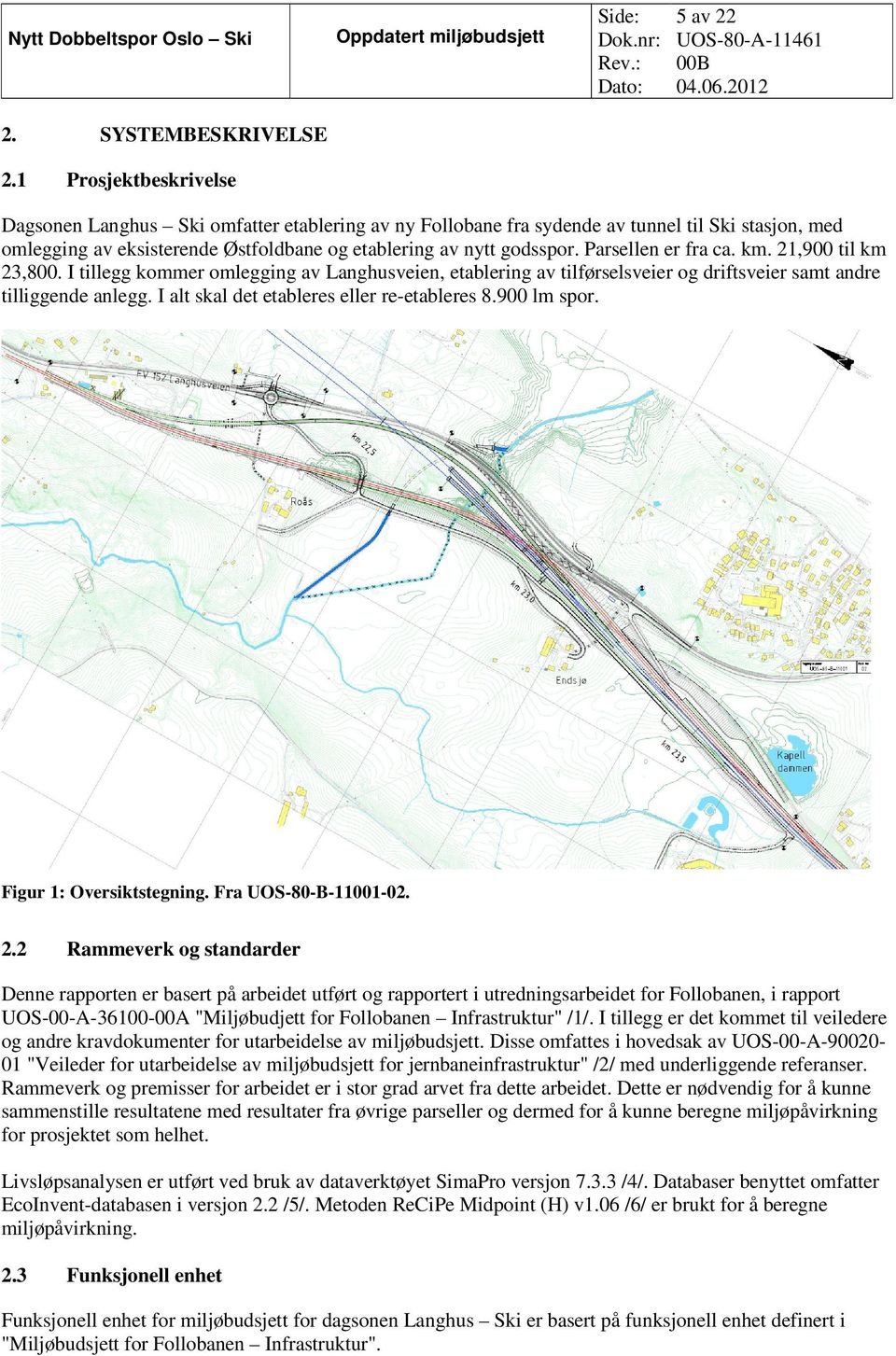 Parsellen er fra ca. km. 21,900 til km 23,800. I tillegg kommer omlegging av Langhusveien, etablering av tilførselsveier og driftsveier samt andre tilliggende anlegg.