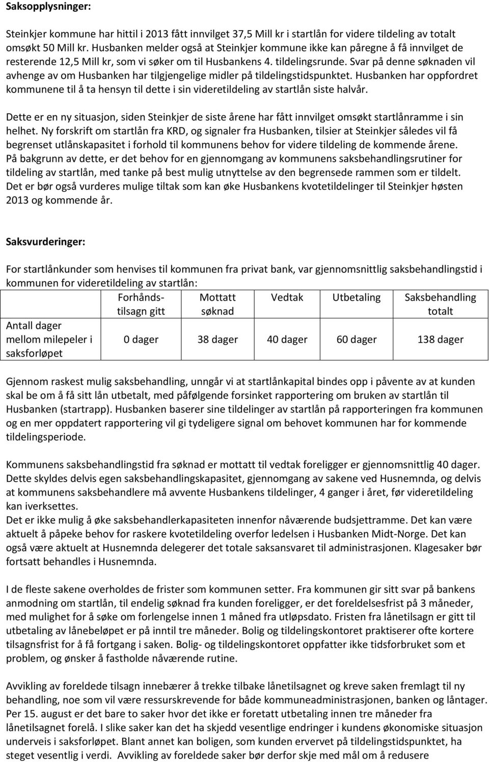 Svar på denne søknaden vil avhenge av om Husbanken har tilgjengelige midler på tildelingstidspunktet.