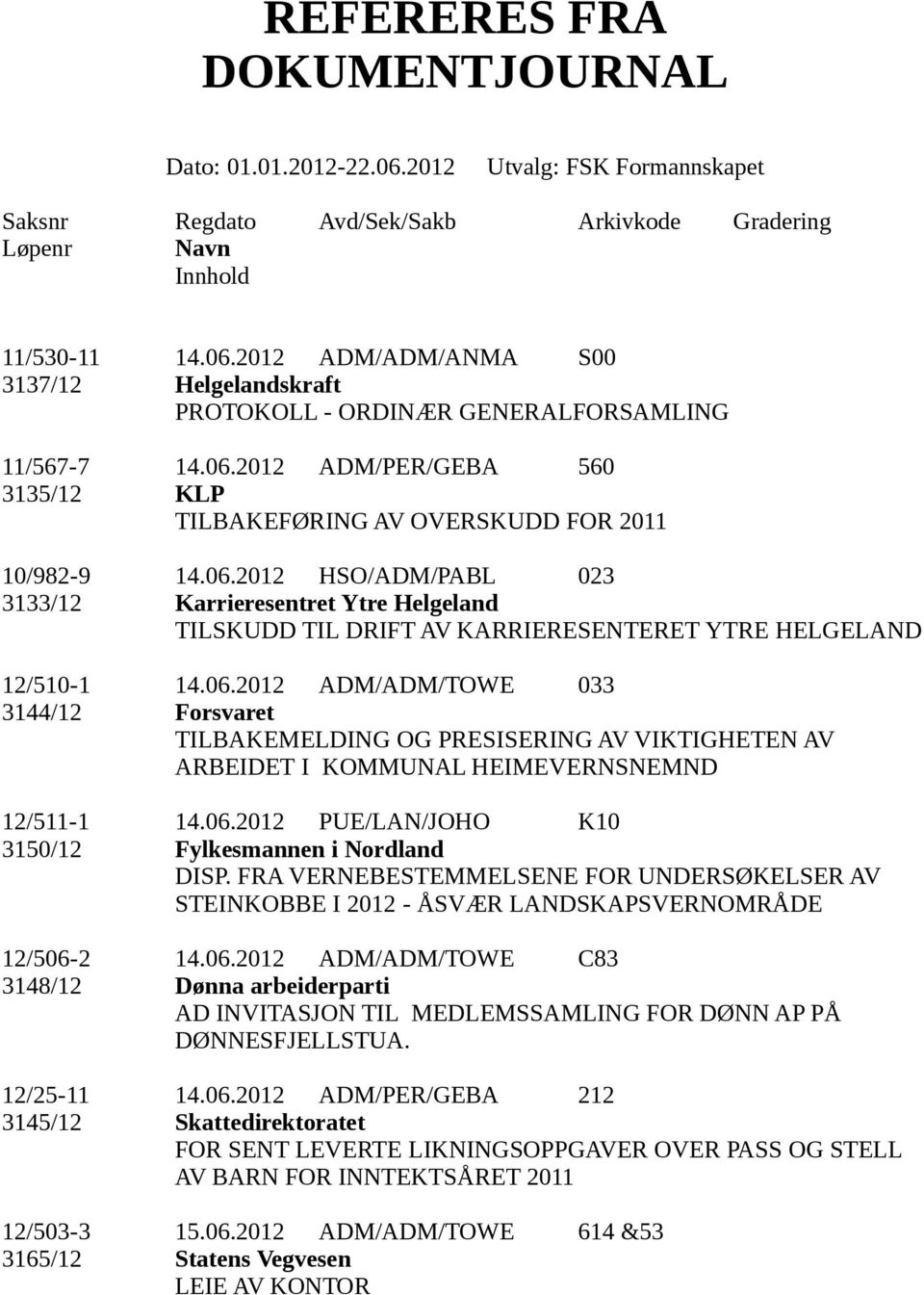 FRA VERNEBESTEMMELSENE FOR UNDERSØKELSER AV STEINKOBBE I 2012 - ÅSVÆR LANDSKAPSVERNOMRÅDE 12/506-