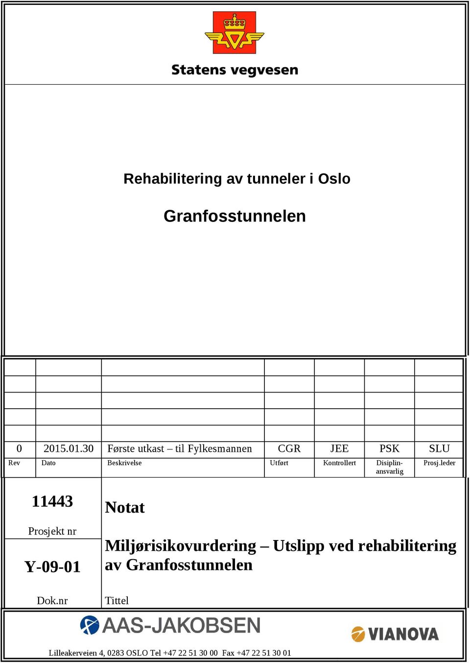 Kontrollert Disiplinansvarlig Prosj.leder 11443 Notat Prosjekt nr Y-09-01 Dok.