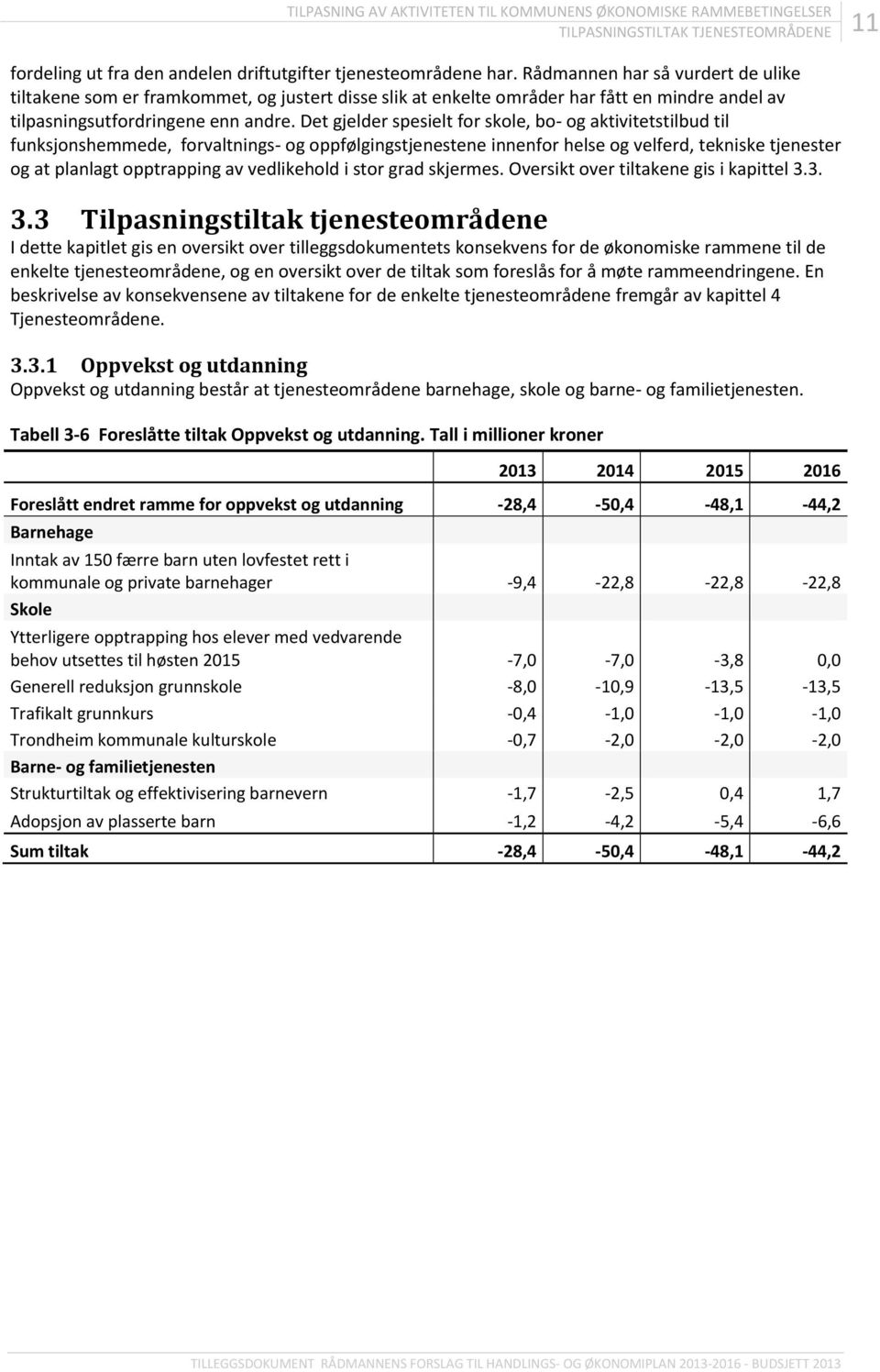 Det gjelder spesielt for skole, bo- og aktivitetstilbud til funksjonshemmede, forvaltnings- og oppfølgingstjenestene innenfor helse og velferd, tekniske tjenester og at planlagt opptrapping av