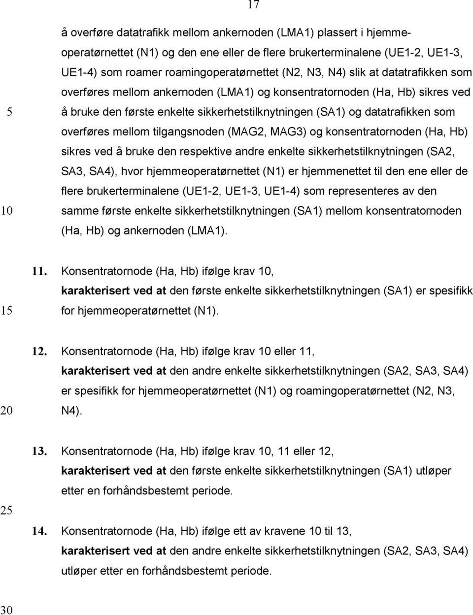 tilgangsnoden (MAG2, MAG3) og konsentratornoden (Ha, Hb) sikres ved å bruke den respektive andre enkelte sikkerhetstilknytningen (SA2, SA3, SA4), hvor hjemmeoperatørnettet (N1) er hjemmenettet til