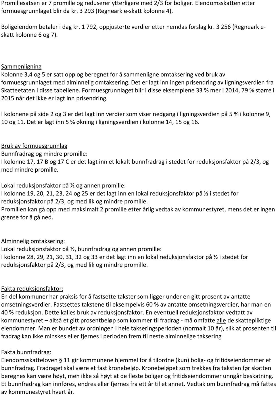 Det er lagt inn ingen prisendring av ligningsverdien fra Skatteetaten i disse tabellene.