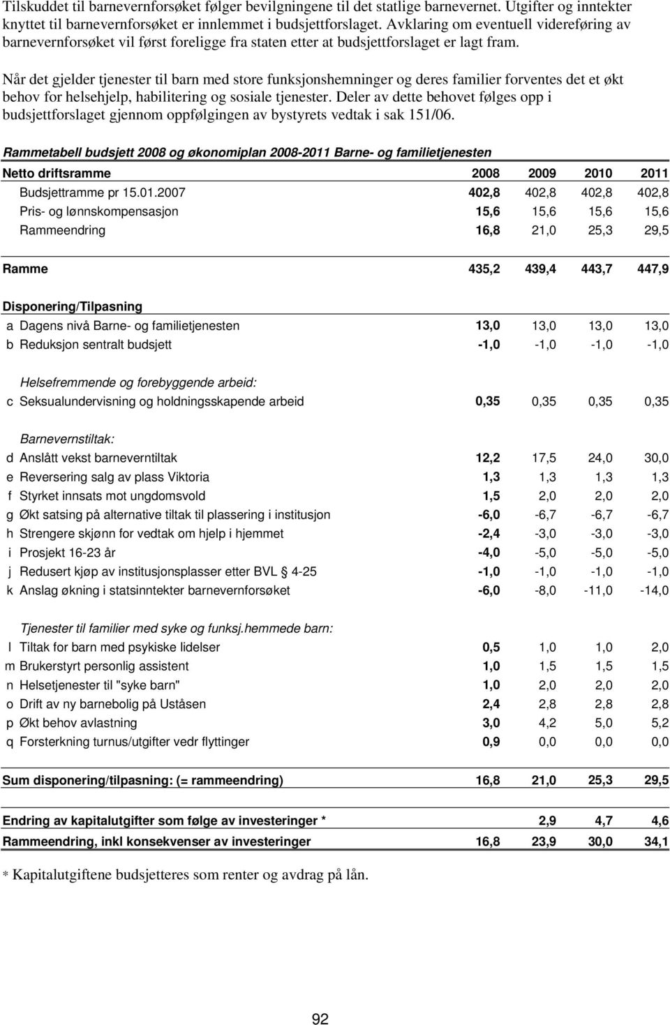 Når det gjelder tjenester til barn med store funksjonshemninger og deres familier forventes det et økt behov for helsehjelp, habilitering og sosiale tjenester.