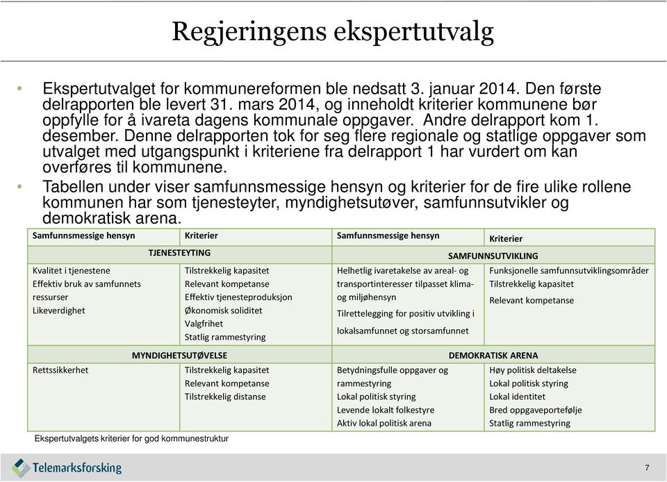 Denne delrapporten tok for seg flere regionale og statlige oppgaver som utvalget med utgangspunkt i kriteriene fra delrapport 1 har vurdert om kan overføres til kommunene.