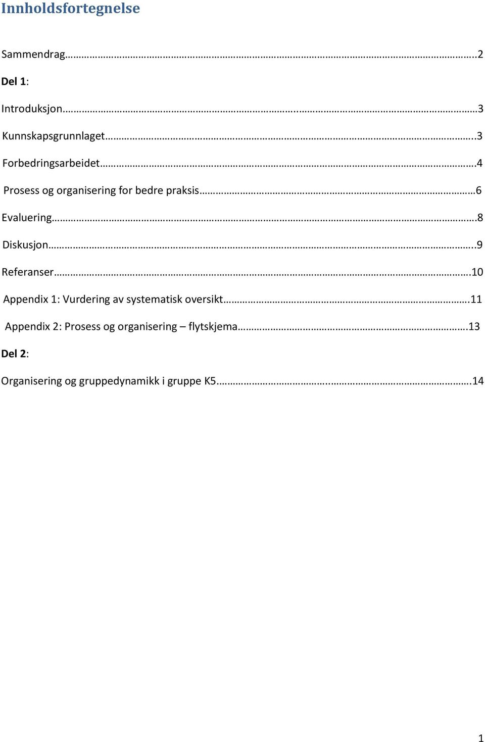 8 Diskusjon..9 Referanser.10 Appendix 1: Vurdering av systematisk oversikt.