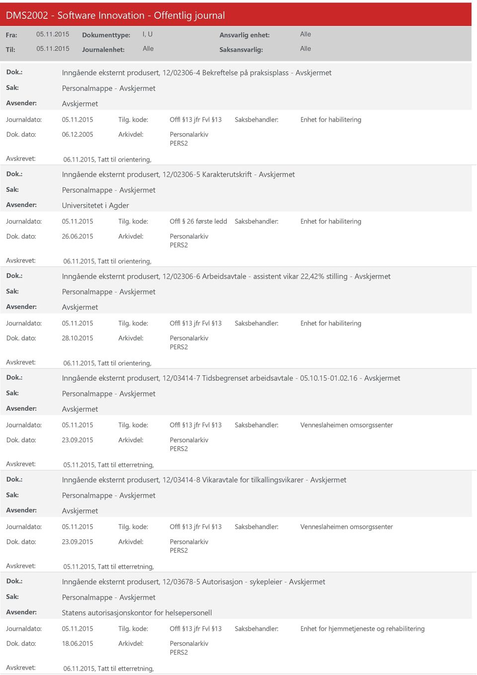 10.15-01.02.16 - Personalmappe - Venneslaheimen omsorgssenter 23.09.