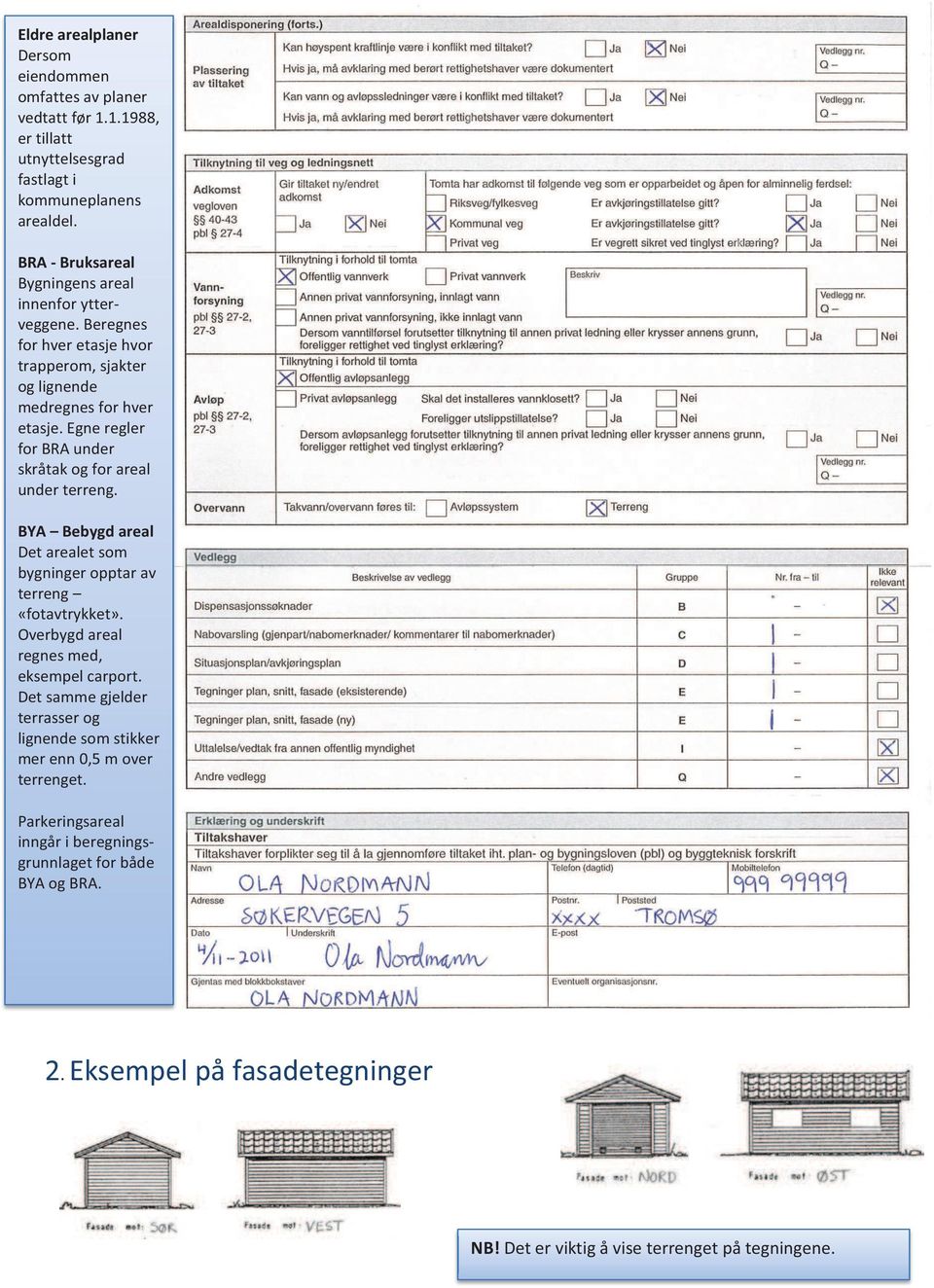 Egne regler for BRA under skråtak og for areal under terreng. BYA Bebygd areal Det arealet som bygninger opptar av terreng «fotavtrykket».