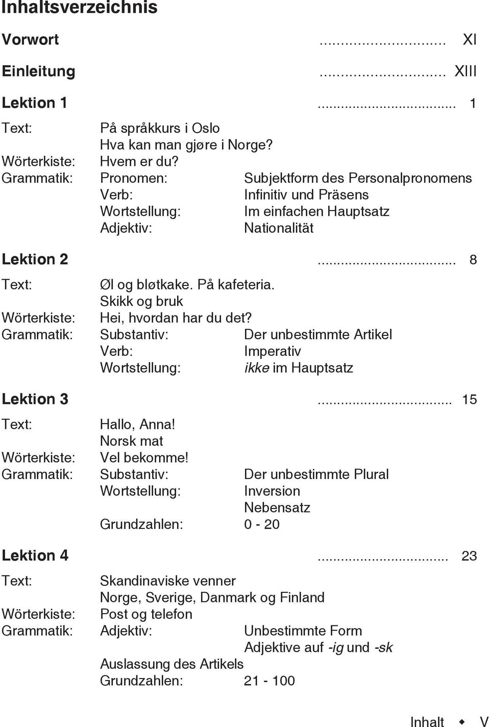 Skikk og bruk Hei, hvordan har du det? Der unbestimmte Artikel Imperativ Wortstellung: ikke im Hauptsatz Lektion 3... 15 Hallo, Anna! Norsk mat Vel bekomme!