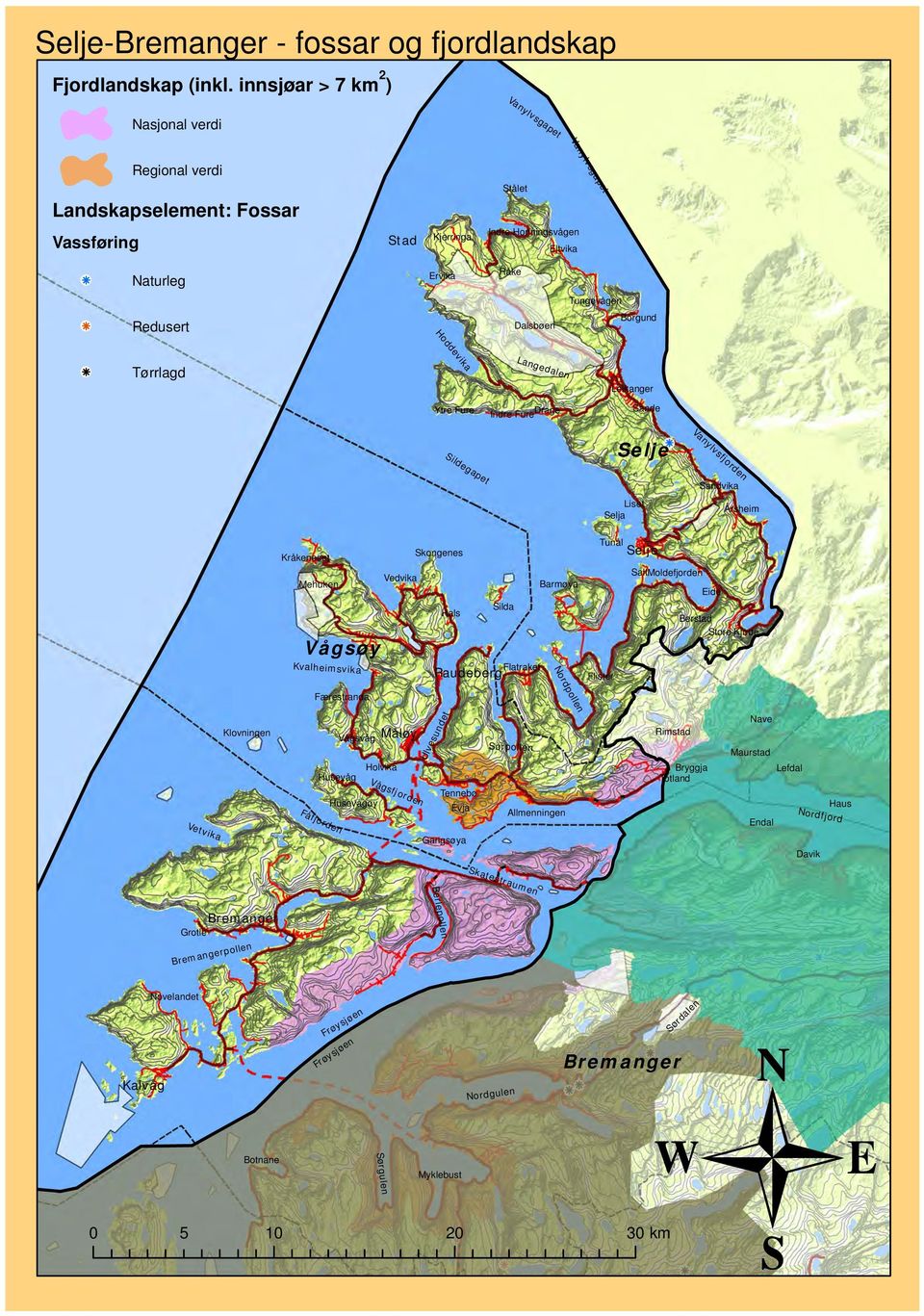 Landskapselement: Fossar Vassføring Stad Kjerringa!k Naturleg!