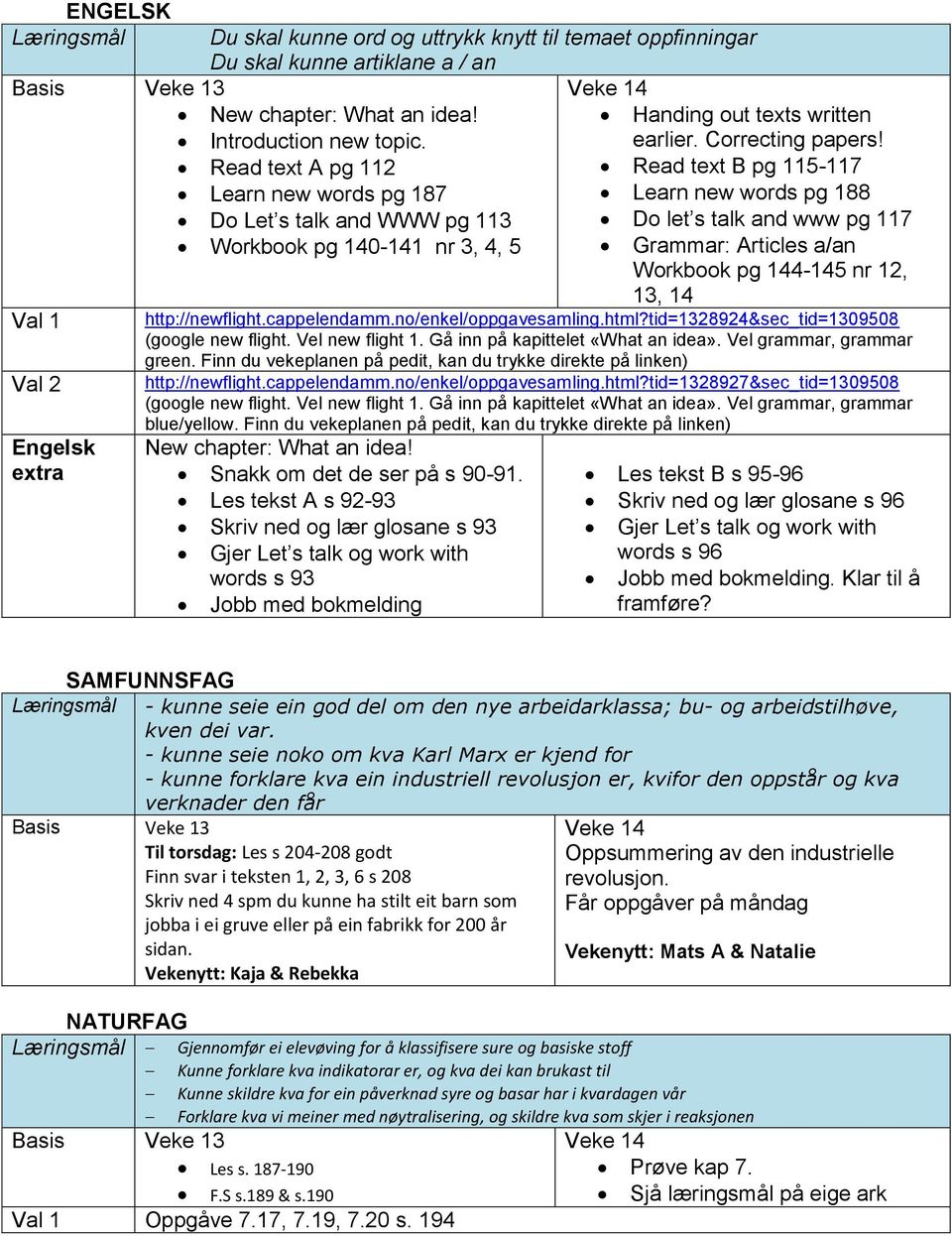 Read text B pg 115-117 Learn new words pg 188 Do let s talk and www pg 117 Grammar: Articles a/an Workbook pg 144-145 nr 12, 13, 14 http://newflight.cappelendamm.no/enkel/oppgavesamling.html?