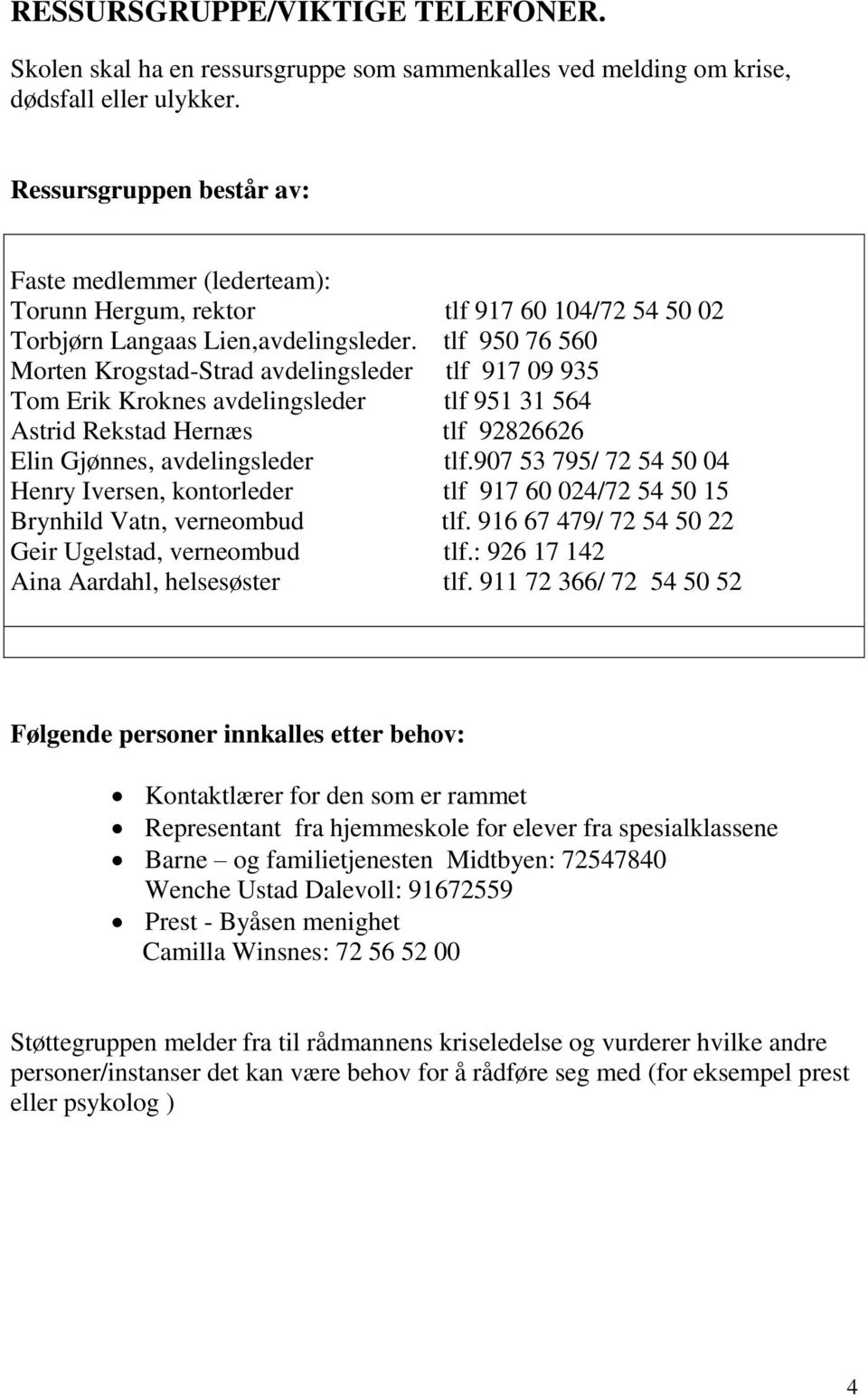 tlf 950 76 560 Morten Krogstad-Strad avdelingsleder tlf 917 09 935 Tom Erik Kroknes avdelingsleder tlf 951 31 564 Astrid Rekstad Hernæs tlf 92826626 Elin Gjønnes, avdelingsleder tlf.