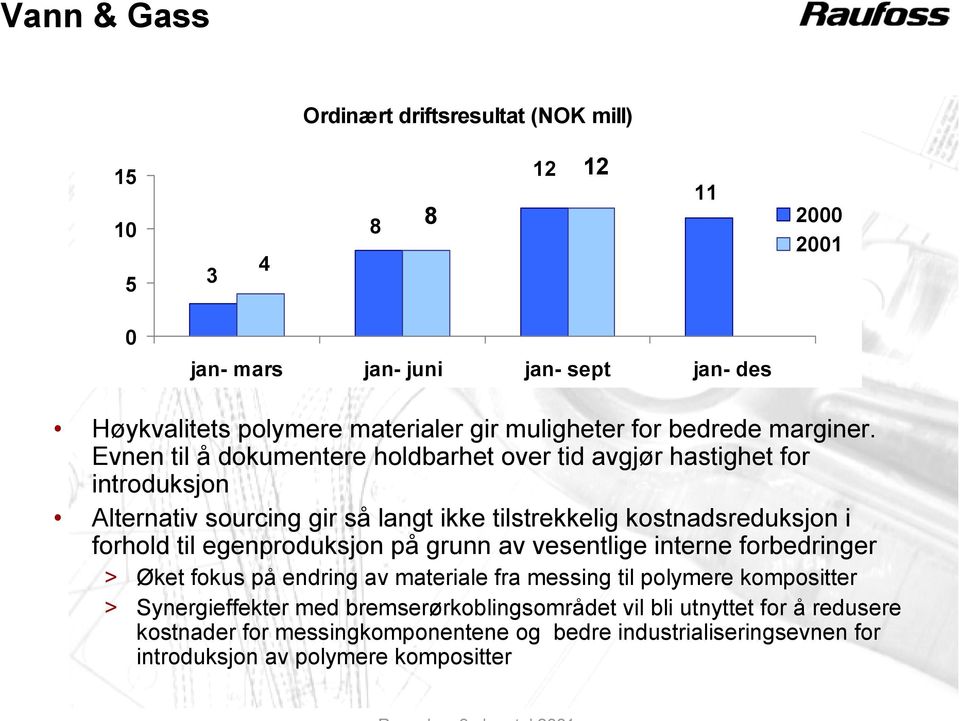 Evnen til å dokumentere holdbarhet over tid avgjør hastighet for introduksjon Alternativ sourcing gir så langt ikke tilstrekkelig kostnadsreduksjon i forhold til